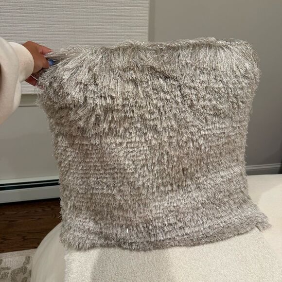 Luxurious Gray Faux Fur Pillow - Picture 2 of 6